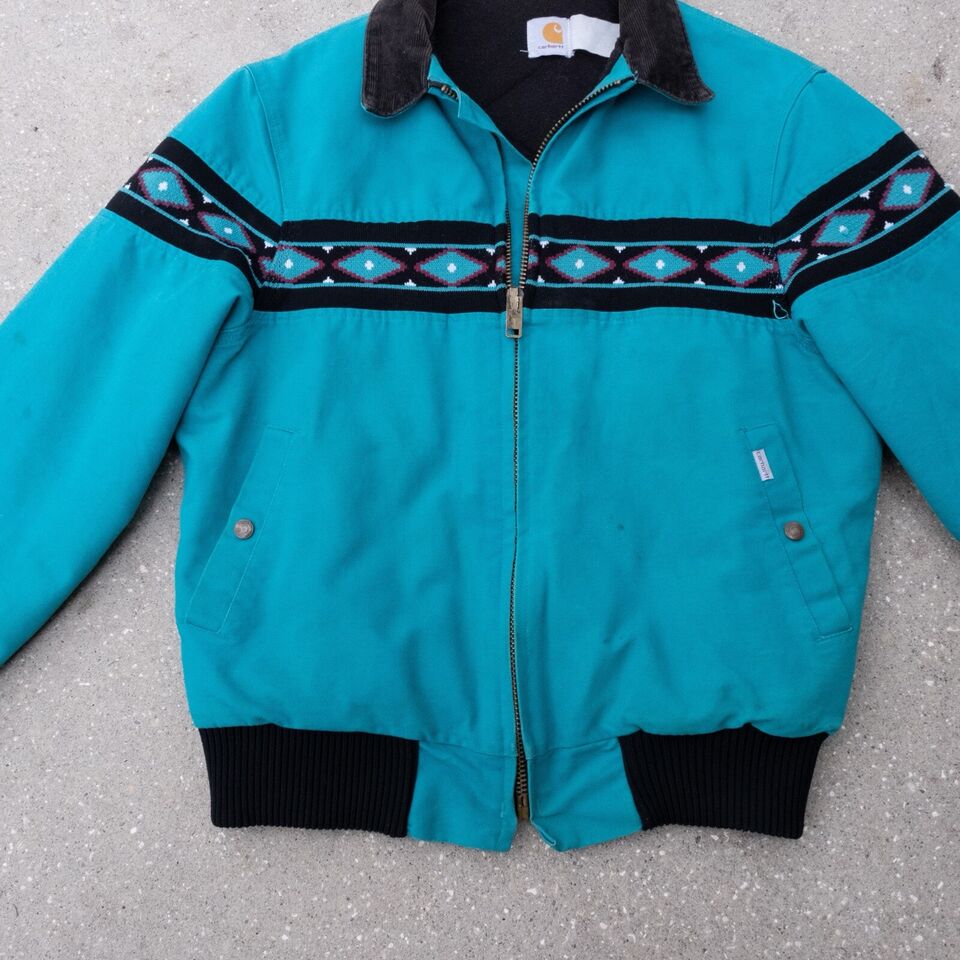 Vintage Carhartt Santa Fe Aztec Teal Jacket Size L