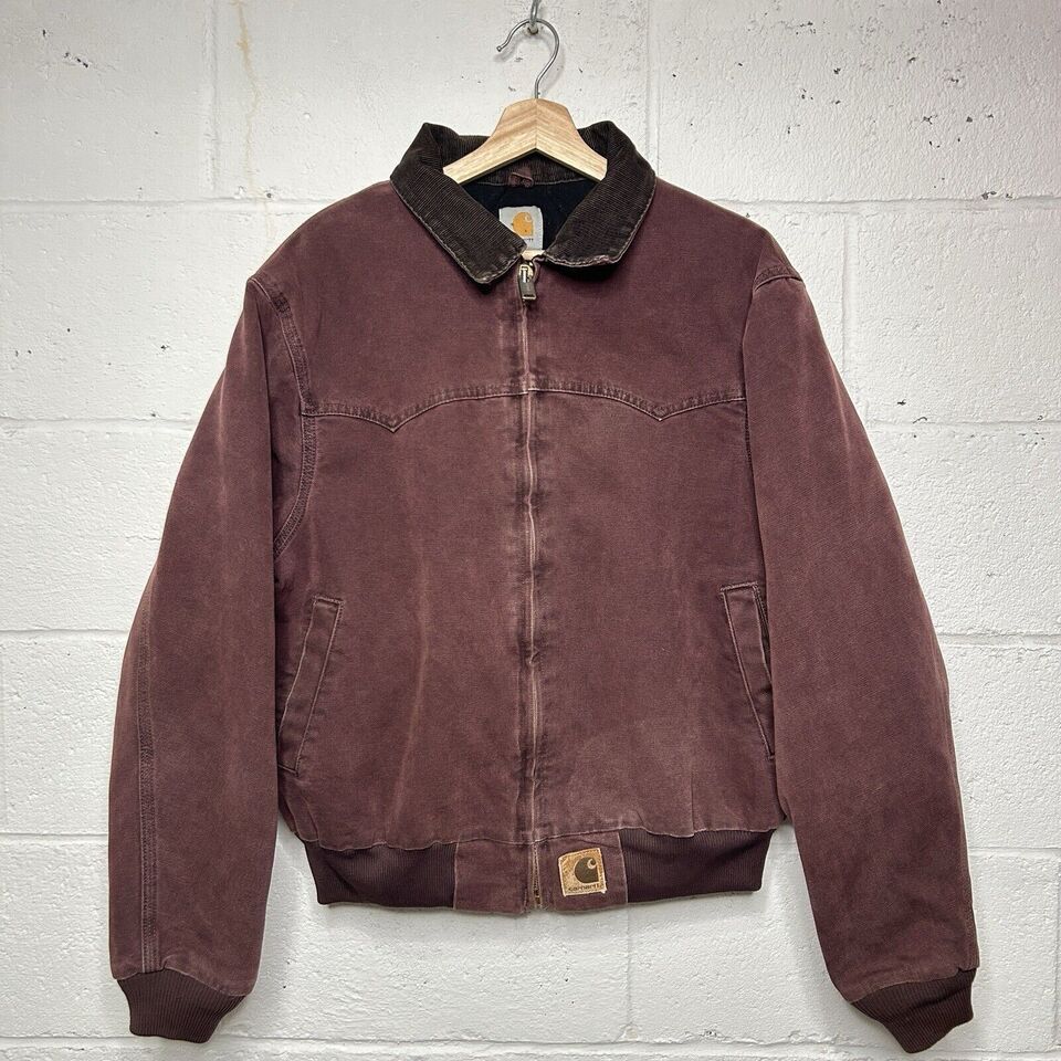 Vintage Carhartt Quilted Santa Fe Jacket Burgundy J14 Brg Size L