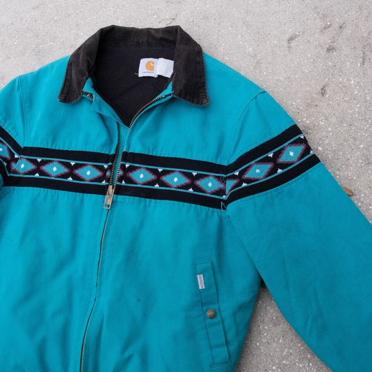 Vintage Carhartt Santa Fe Aztec Teal Jacket Size L