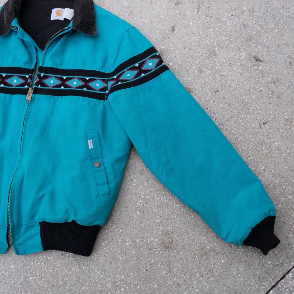 Vintage Carhartt Santa Fe Aztec Teal Jacket Size L