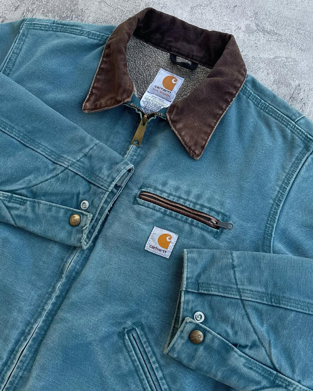 Faded Teal Blue Vintage Carhartt Detroit Jacket Wj097 Dtl Large