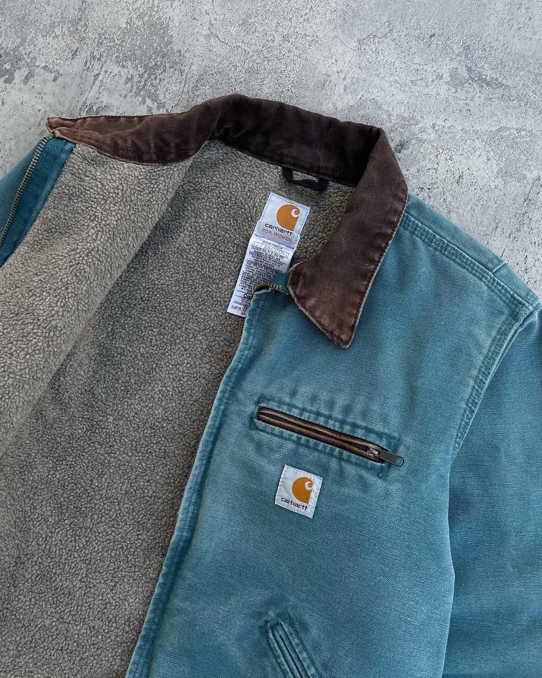 Faded Teal Blue Vintage Carhartt Detroit Jacket Wj097 Dtl Large