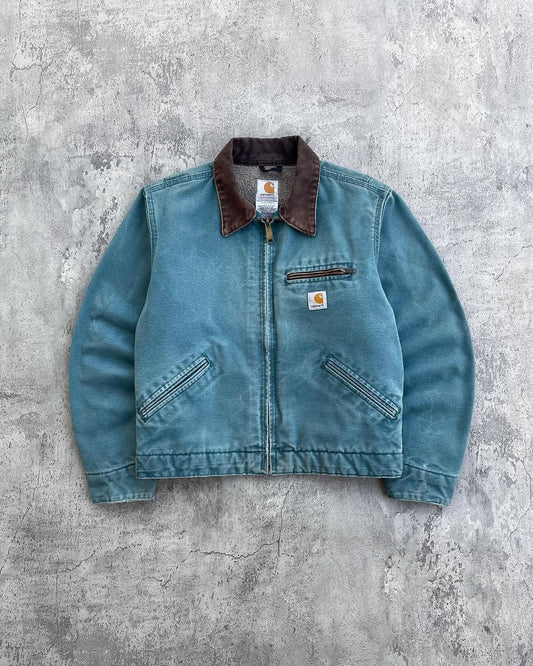 Faded Teal Blue Vintage Carhartt Detroit Jacket Wj097 Dtl Large