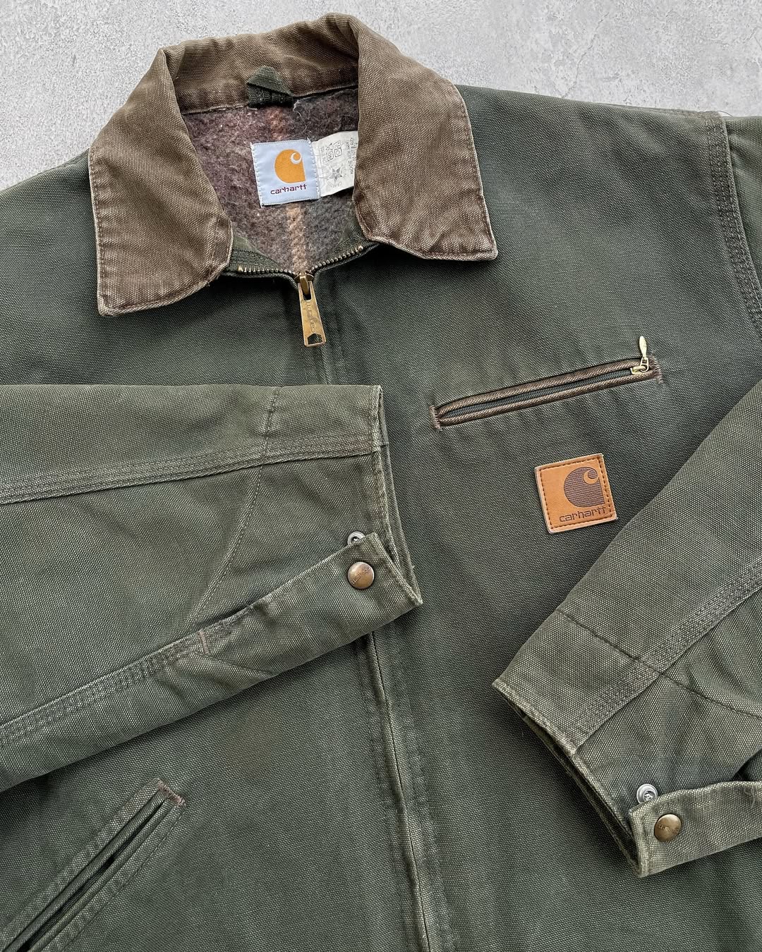 96 Faded Dark Olive Vintage Carhartt Detroit Jacket Jb0866