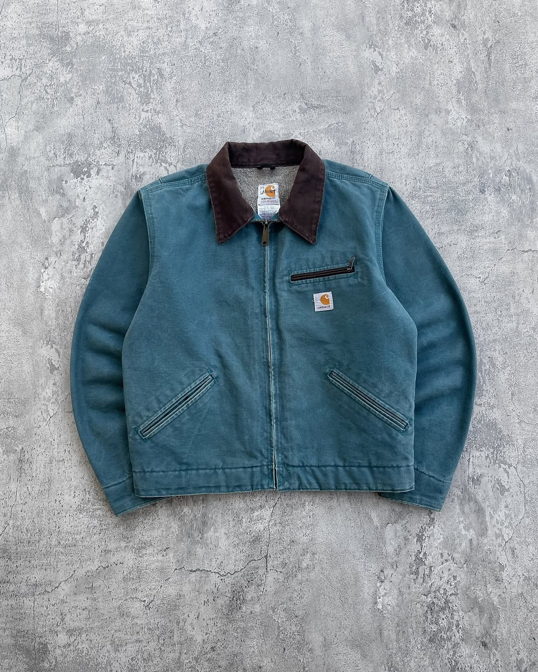 Faded Dark Teal Blu Vintage Carhartt Detroit Jacket Wj097 Dtl