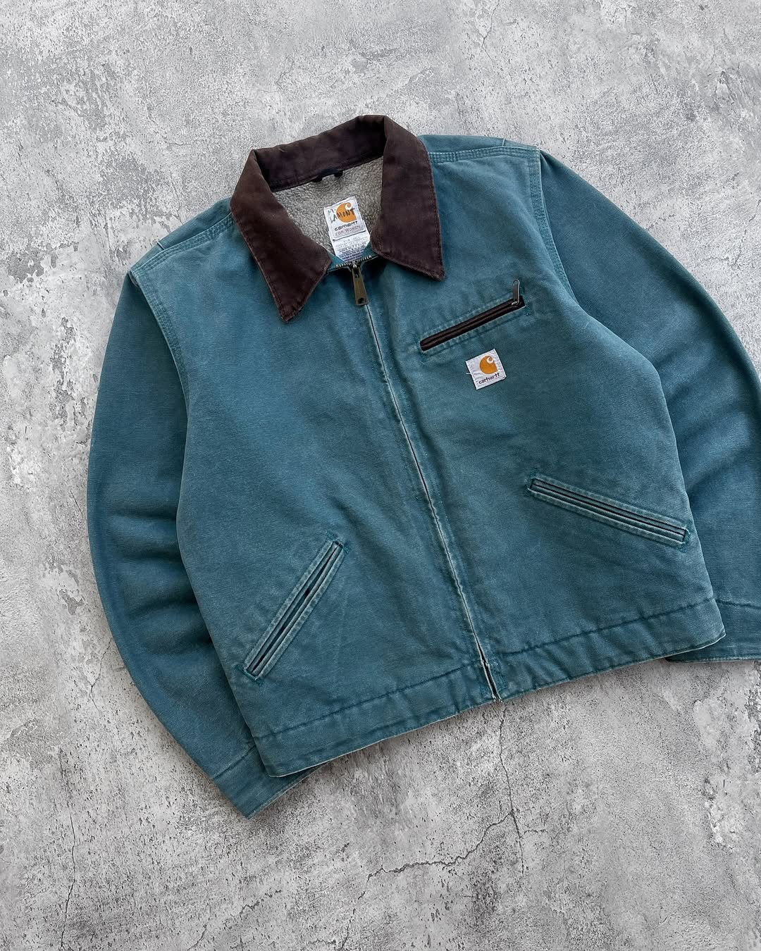 Faded Dark Teal Blu Vintage Carhartt Detroit Jacket Wj097 Dtl