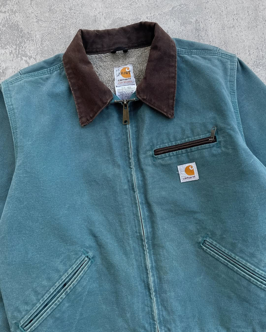 Faded Dark Teal Blu Vintage Carhartt Detroit Jacket Wj097 Dtl