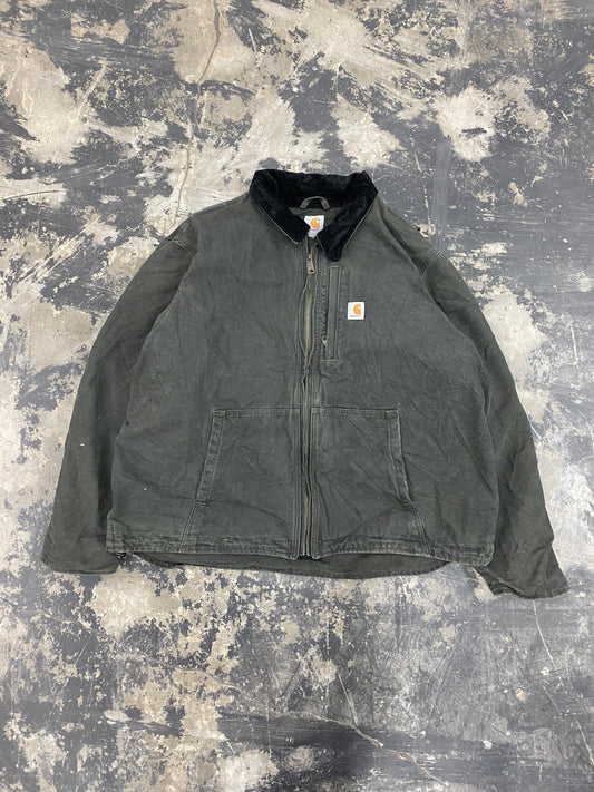 Vintage Carhartt Canvas Work Jacket Size 2XL Green